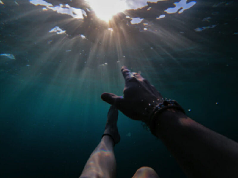 person under water