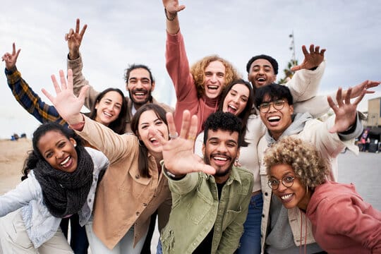 very happy group of people