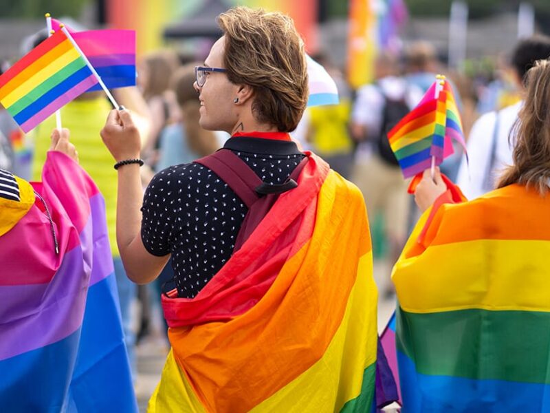 Group of people celebrating the pride month at a pride event