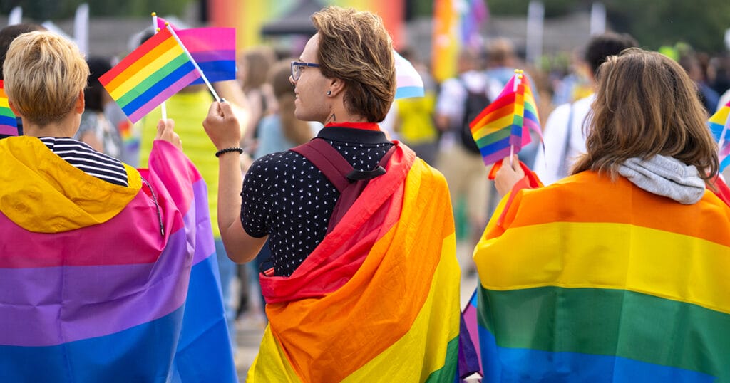 Group of people celebrating the pride month at a pride event