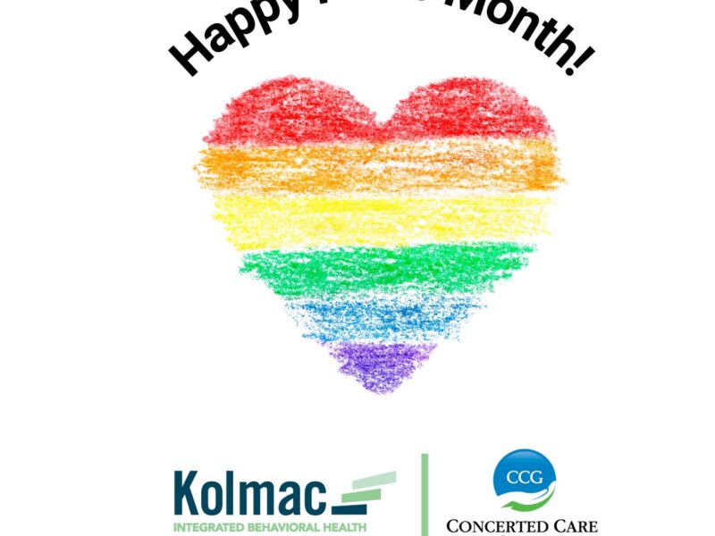 A rainbow colored hear celebrating pride month