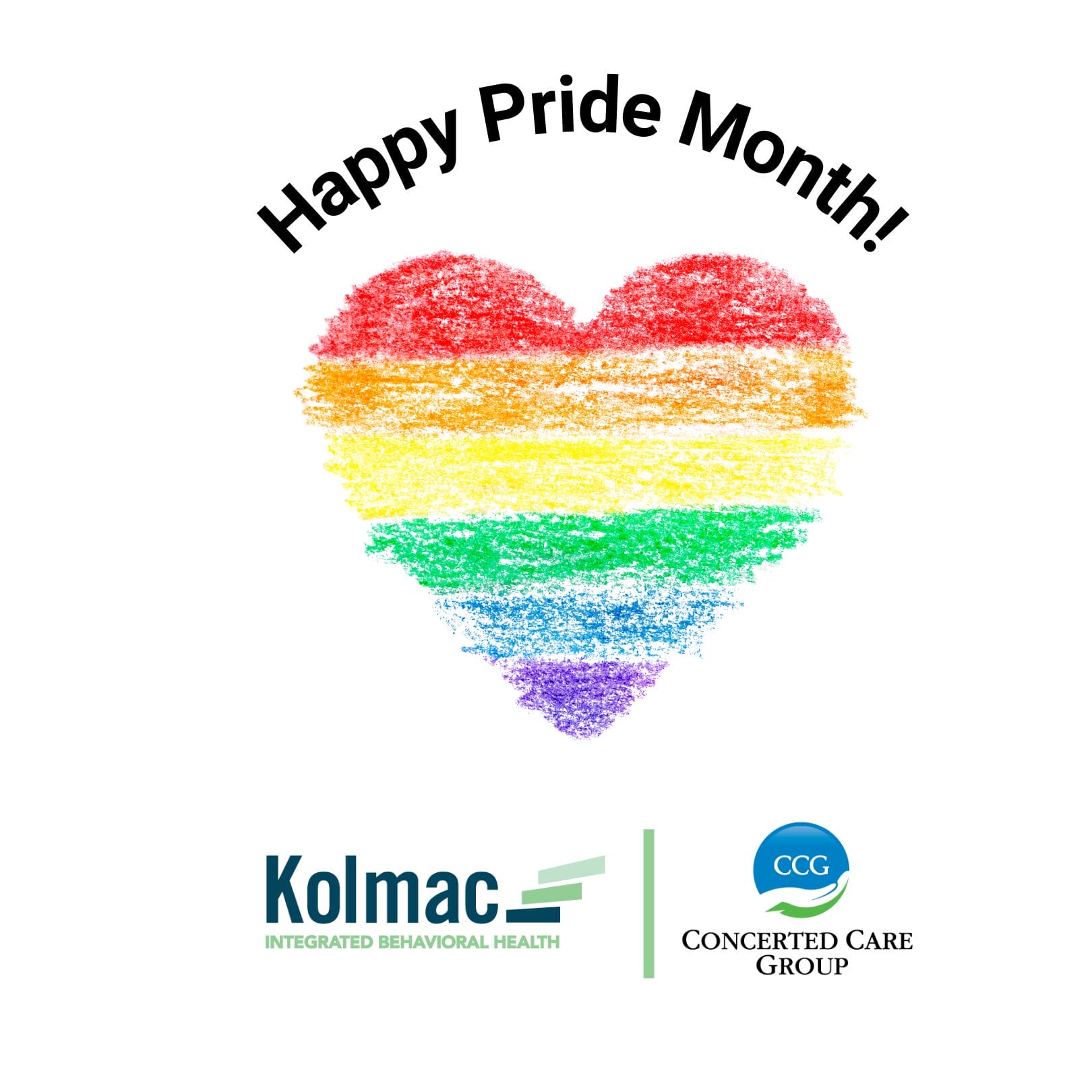 A rainbow colored hear celebrating pride month