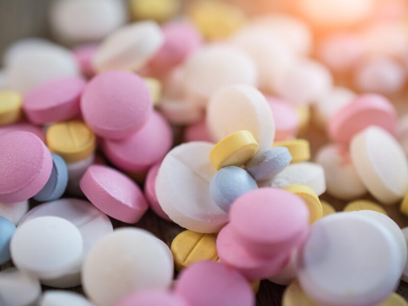 Closeup od multi-color pills